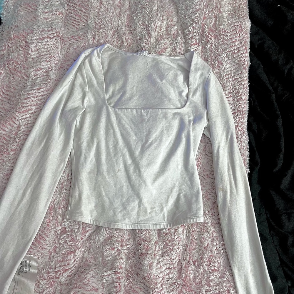 Garage Double-Lined Square Neck Long Sleeve Top